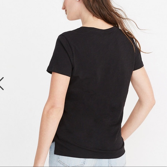 Madewell Black Whisper Cotton V-Neck Pocket Tee - Picture 5 of 8